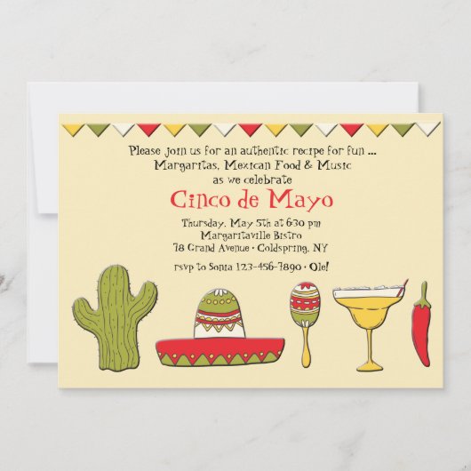 Mexicaans Icons Cinco de Mayo Uitnodiging (Voorkant)