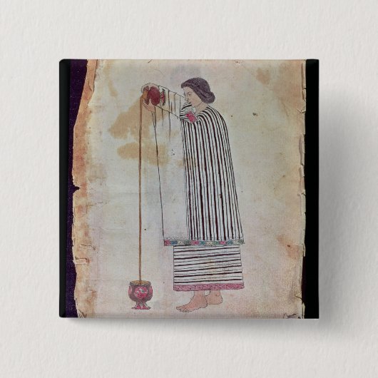 Mexicaans Indiaas Bereidingschocolade uit de Codex Vierkante Button 5,1 Cm (Voorkant)