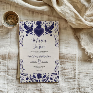 Mexicaans Indigo Paars Otomi Tenangos Boda Bruilof Kaart