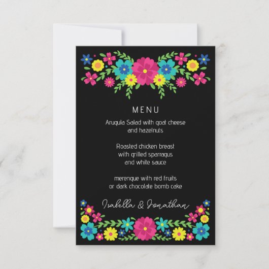 Mexicaans kleurrijk bloemenmenu aankondiging (Voorkant)