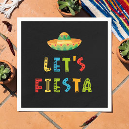 Mexicaans Kleurrijk Laten we Feest Zwart Servet