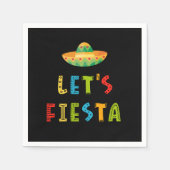 Mexicaans Kleurrijk Let's Fiesta Zwart Servet (Voorkant)