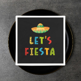 Mexicaans Kleurrijk Let's Fiesta Zwart Servet