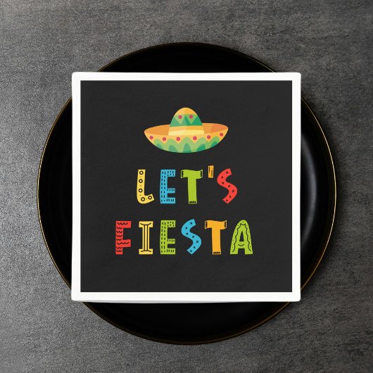Mexicaans Kleurrijk Let's Fiesta Zwart Servet