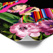 Mexicaans Kleurrijke Fiesta Floral Verjaardag Drin Poster (Hoek)