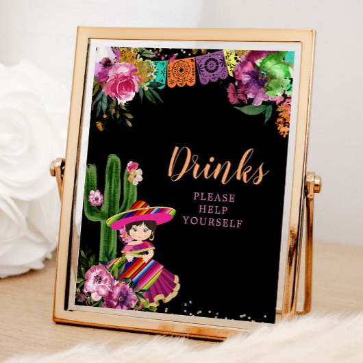 Mexicaans Kleurrijke Fiesta Floral Verjaardag Drin Poster