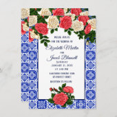 Mexicaans koraal en rozen met de bovenrand van het kaart (Voorkant / Achterkant)