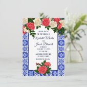 Mexicaans koraal en rozen met de bovenrand van het kaart (Staand voorkant)