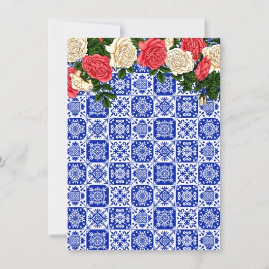 Mexicaans koraal en rozen met de bovenrand van het kaart (Achterkant)