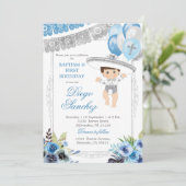 Mexicaans lichtblauw en zilver Charro Let's Fiesta Kaart (Staand voorkant)