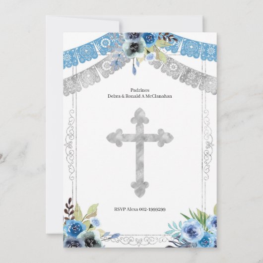 Mexicaans lichtblauw en zilver Charro Let's Fiesta Kaart (Achterkant)