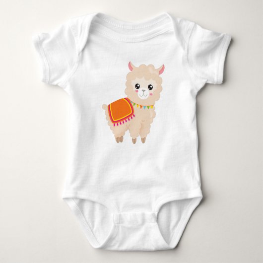 Mexicaans Llama, Cute Llama, Cute Alpaca, Baby Lla Romper (Voorkant)