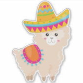 Mexicaans Llama, Cute Llama, Cute Alpaca, Sombrero Sticker (Voorkant)
