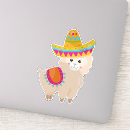 Mexicaans Llama, Cute Llama, Cute Alpaca, Sombrero Sticker
