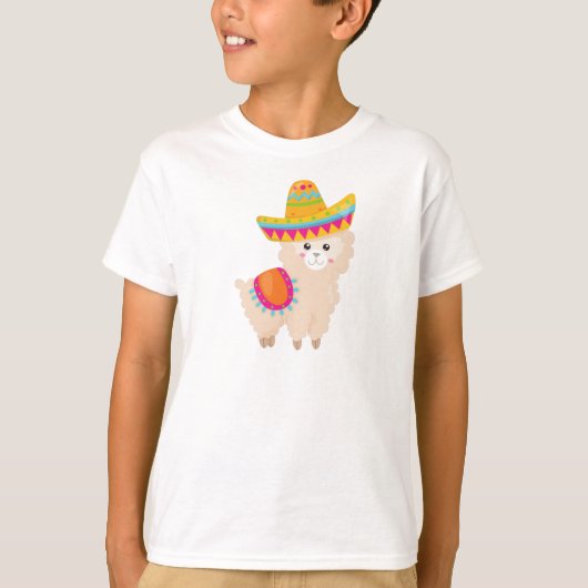 Mexicaans Llama, Cute Llama, Cute Alpaca, Sombrero T-shirt (Voorkant)