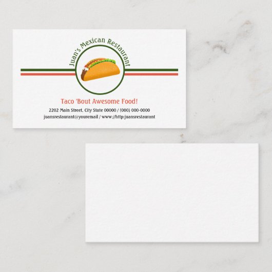 Mexicaans Logo Restaurant Custom Visitekaartje (Voorkant / Achterkant)