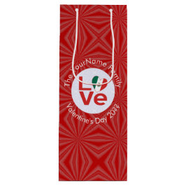 Mexicaans LOVE Hart Vlag Valentijnsdag Persoonlijk Wijn Cadeautas