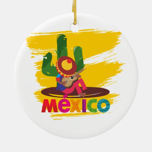 Mexicaans Mariachi Kerstornament Keramisch Ornament (Achterkant)