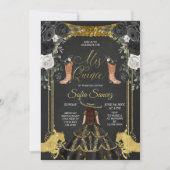 Mexicaans meisje Charra Mis Quince Black Kaart (Voorkant)