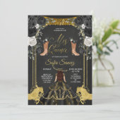 Mexicaans meisje Charra Mis Quince Black Kaart (Staand voorkant)