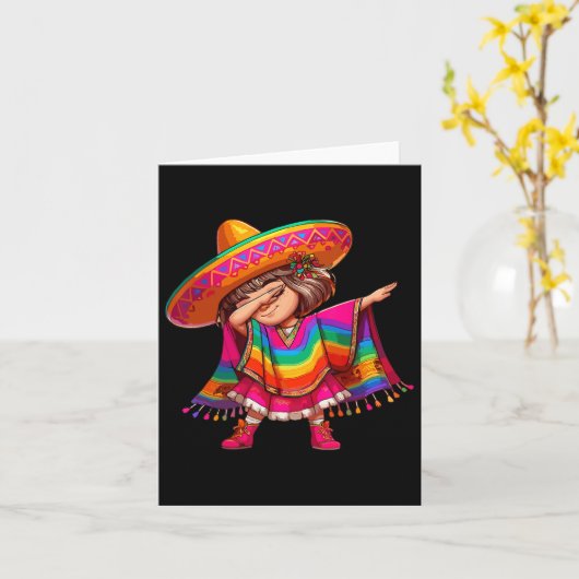 Mexicaans Meisje Cinco De Mayo Sombrero Latina Mex Kaart (Gele Bloem)