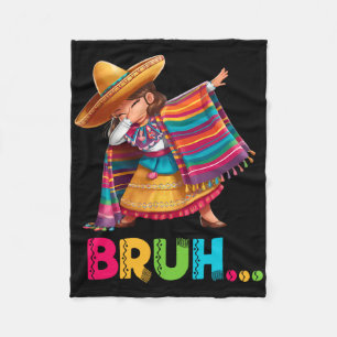 Mexicaans Meisje Dabbing Bruh Poncho Grappig Cinco Fleece Deken