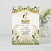 Mexicaans meisje Derde verjaardag Witte Floral Kaart (Staand voorkant)