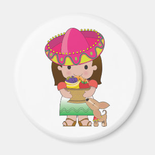 Mexicaans meisje en hond magneet