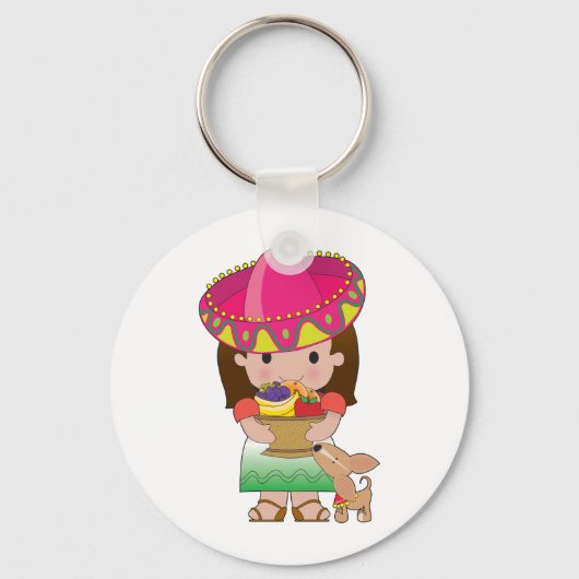 Mexicaans meisje en hond sleutelhanger (Voorkant)