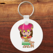 Mexicaans meisje en hond sleutelhanger (Voorkant)