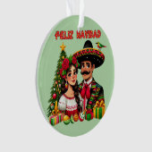 Mexicaans meisje man kerstboom Feliz Navidad kunst Ornament (voorkant)