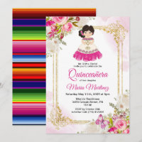 Mexicaans meisje met witte en roze dress Quinceane