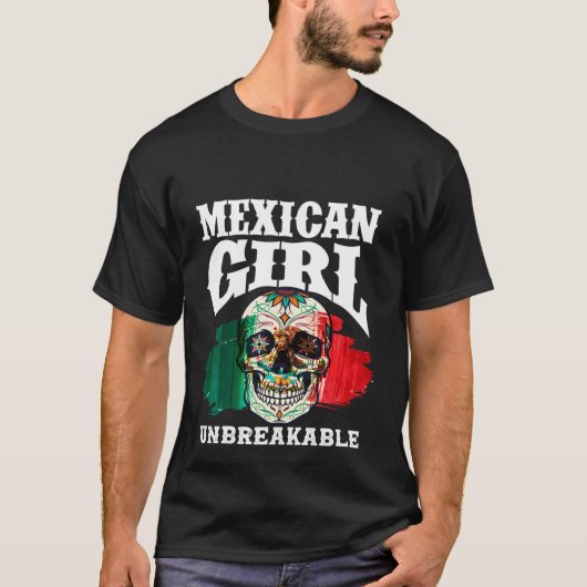 Mexicaans meisje onbreekbaar erfgoed, Mexicaanse v T-shirt (Voorkant)