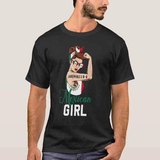 Mexicaans Meisje Onbreekbaar Rosie de Riveter Vrou T-shirt (Voorkant)