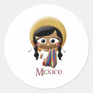 Mexicaans meisje ronde sticker