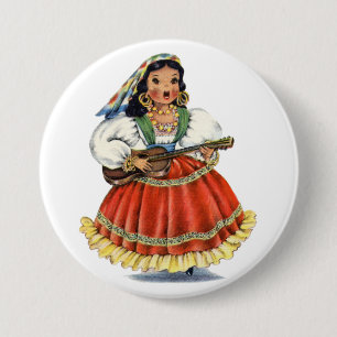 Mexicaans meisje Traditionele dress Ronde Button 7,6 Cm