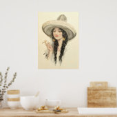Mexicaans Meisje - Vintage Kunst Poster (Keuken)