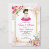 Mexicaans meisje, wit en roze, derde verjaardag 1 kaart (Voorkant)