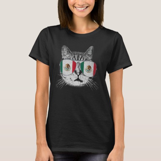 Mexicaans Mexico Vlag Land Roots Kat Pride T-shirt (Voorkant)