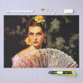 Mexicaans mooi kalendermeisje met Lace Fan Tissuepapier (Craft)