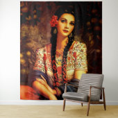 Mexicaans mooi pop-upmeisje met lange baarmoeder wandkleed (In situ)