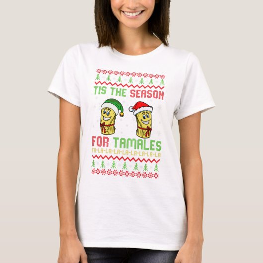 Mexicaans Oegly Kerstmis Het seizoen voor tamales T-shirt (Voorkant)