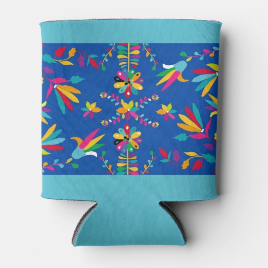 Mexicaans Otomi Design in Blues - Koelbox Blikjeskoeler (Voorkant)