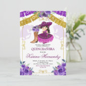 Mexicaans Paars en gouden meiden, Charra Mis Quinc Kaart (Staand voorkant)