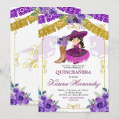 Mexicaans Paars en gouden meiden, Charra Mis Quinc Kaart (Voorkant / Achterkant)