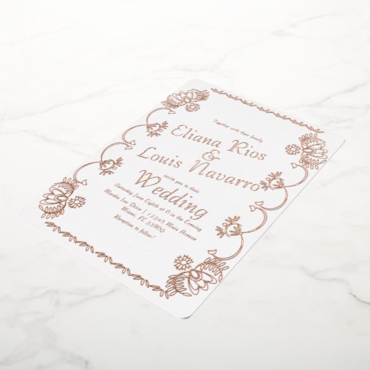 Mexicaans Papel Picado Folk Weddenschap geperst Folie Uitnodiging (Gedraaid)