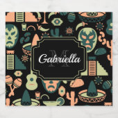 Mexicaans patroon likeurfles etiket (Enkel label)