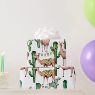 Mexicaans Patroondebetpapier Fiesta Llama Cadeaupapier