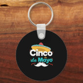 Mexicaans Pet en Mustache Cinco De Mayo Celebratio Sleutelhanger (Voorkant)