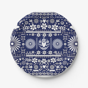 Mexicaans Picado Blauw Wit Papier Huwelijk Papieren Bordje